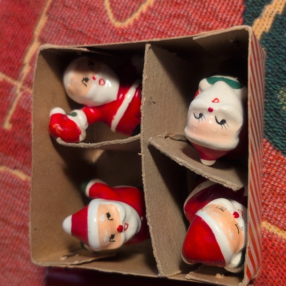 💥SOLD💥Holt Howard Full Set Porcelain Santa Tree Clip's With Original Box - Picture 4 of 8
